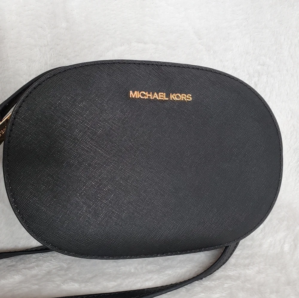 Michael Kors Set Travel Saffiano Leather Crossbody Bag Black - Picture 4 of 13